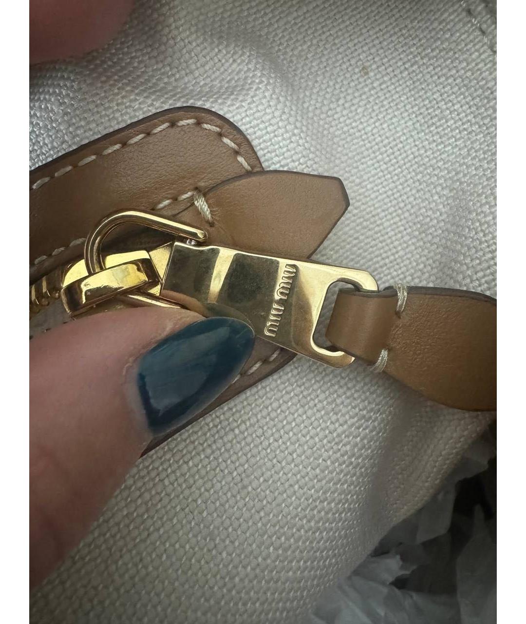 MIU MIU Коричневая хлопковая сумка с короткими ручками, фото 8