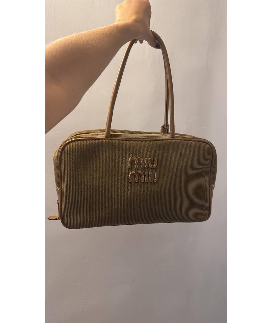 MIU MIU Коричневая хлопковая сумка с короткими ручками, фото 2