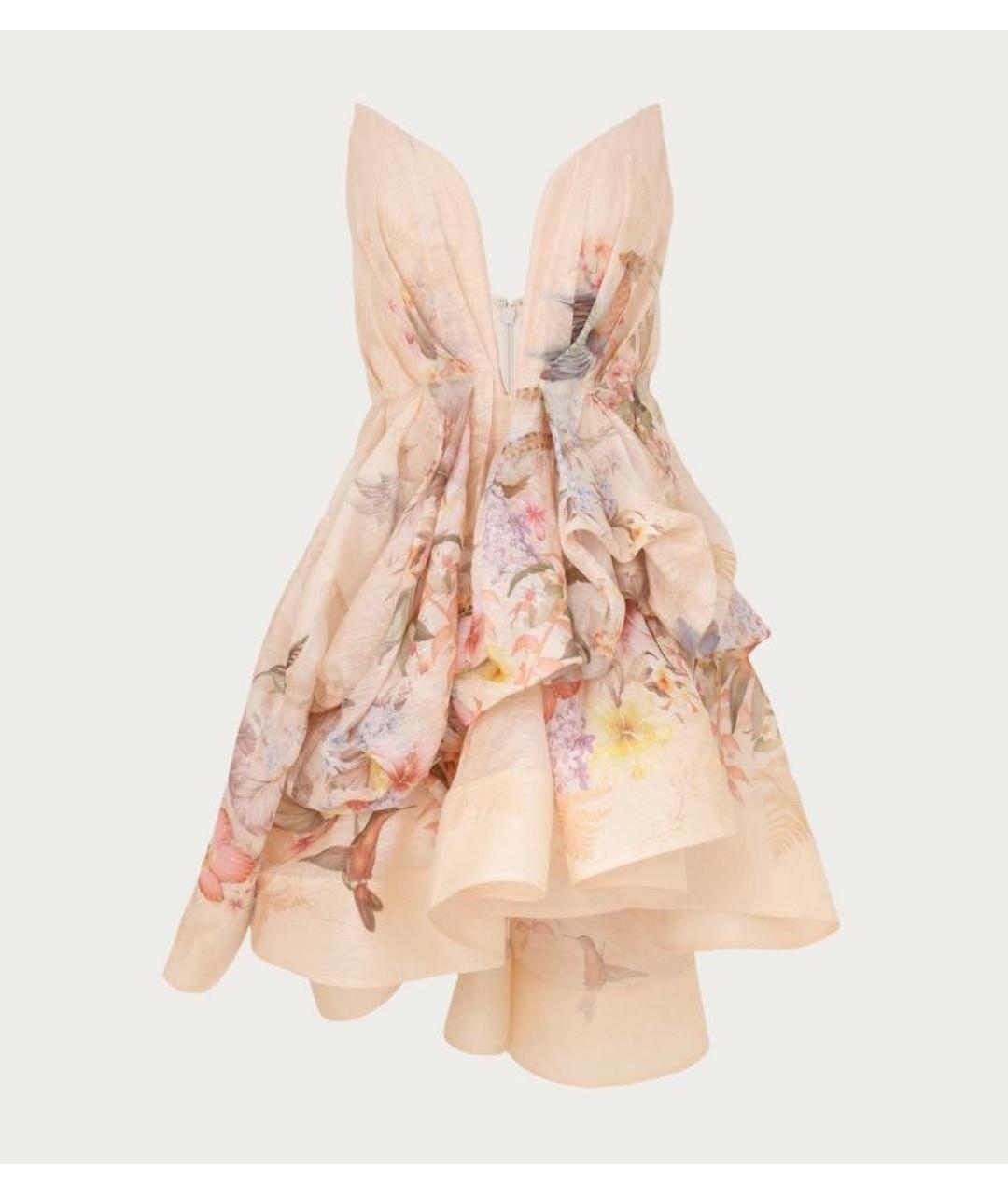 ZIMMERMANN Бежевое льняное коктейльное платье, фото 4