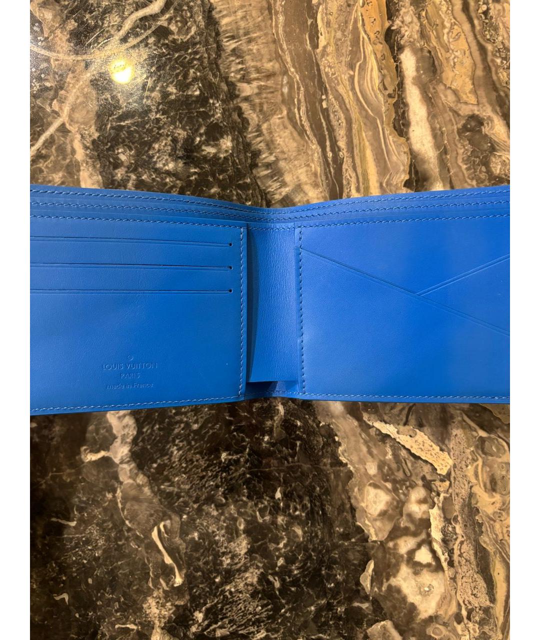 LOUIS VUITTON Синий кожаный кошелек, фото 3