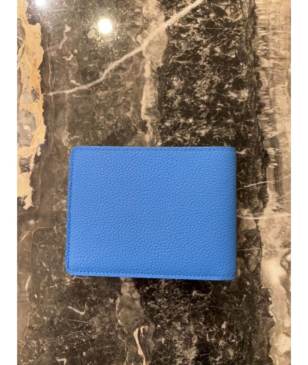 LOUIS VUITTON Синий кожаный кошелек, фото 2