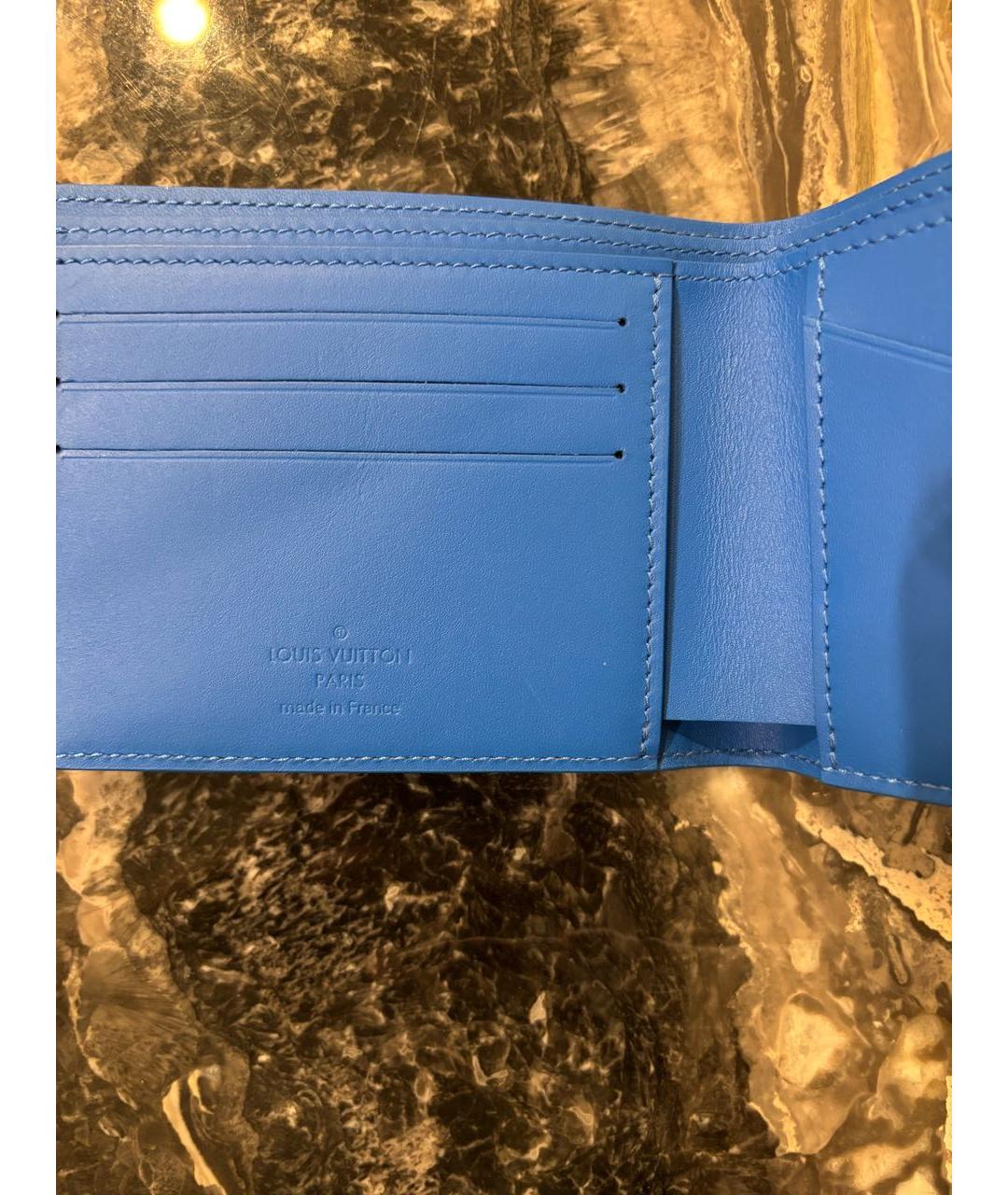 LOUIS VUITTON Синий кожаный кошелек, фото 4