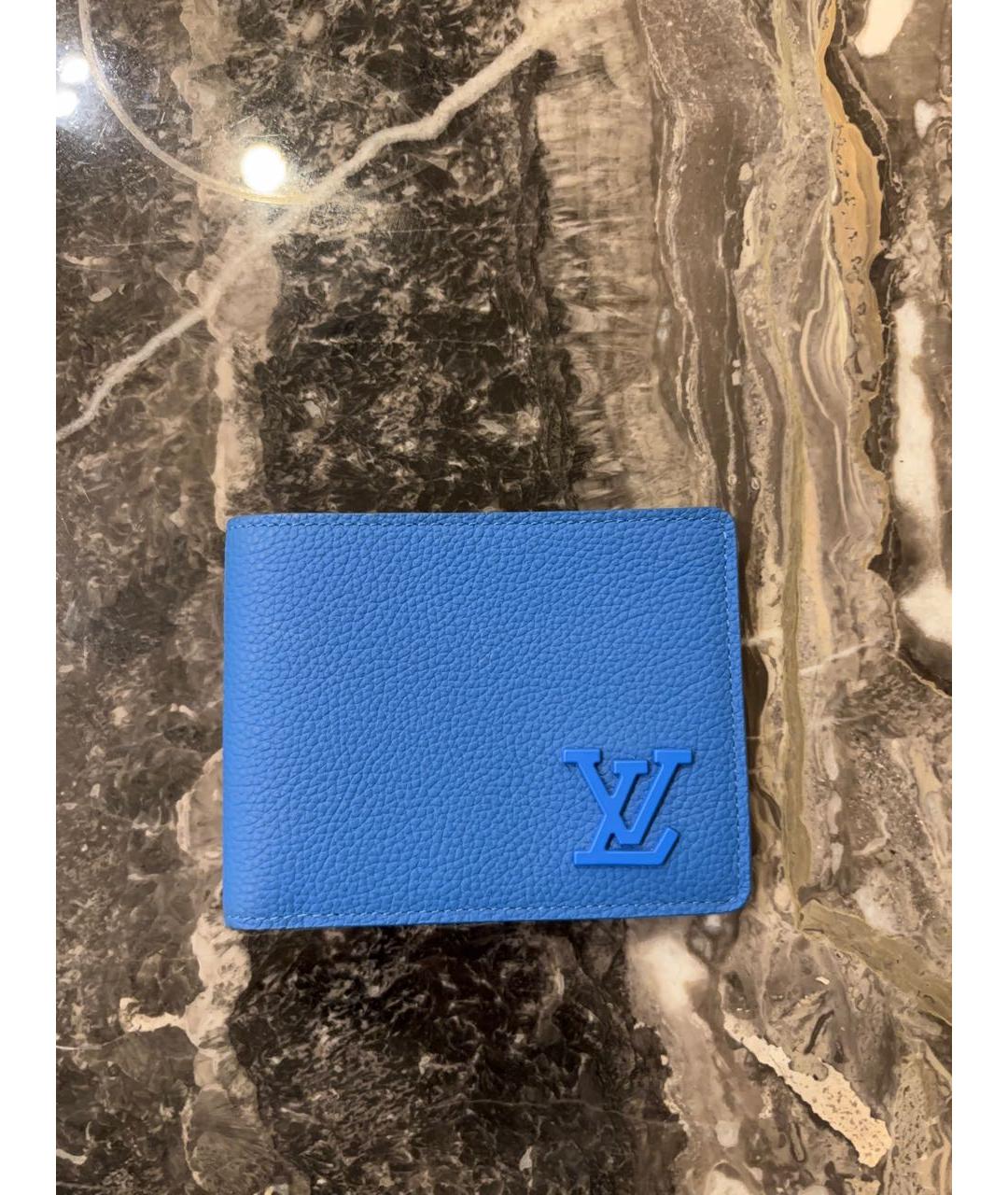LOUIS VUITTON Синий кожаный кошелек, фото 5