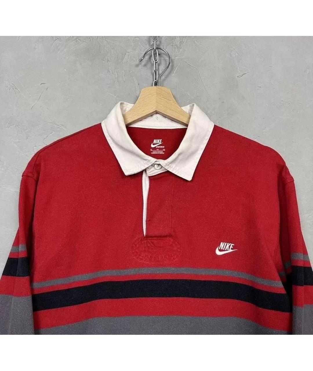 NIKE Красное хлопковое поло с длинным рукавом, фото 3