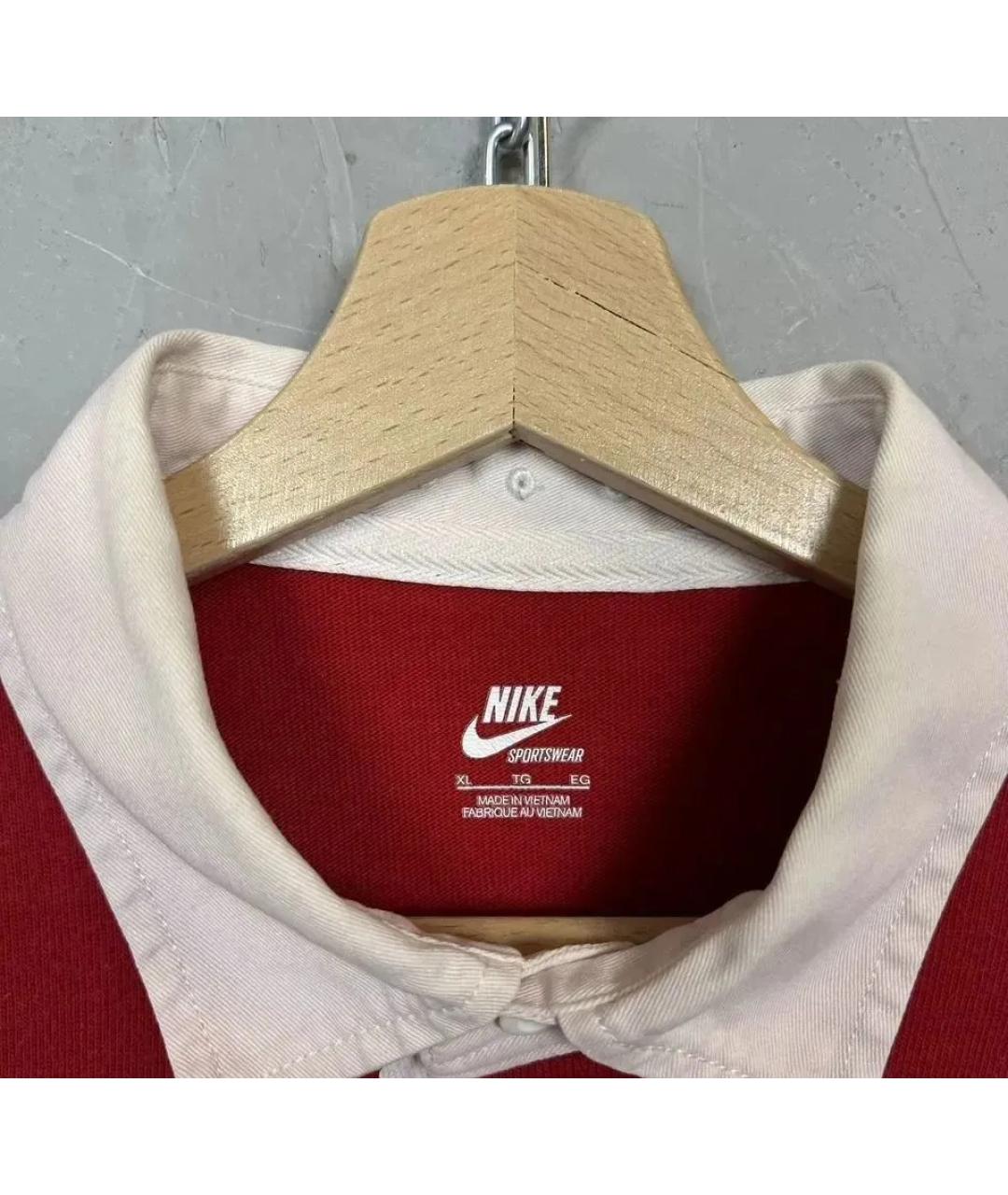 NIKE Красное хлопковое поло с длинным рукавом, фото 6