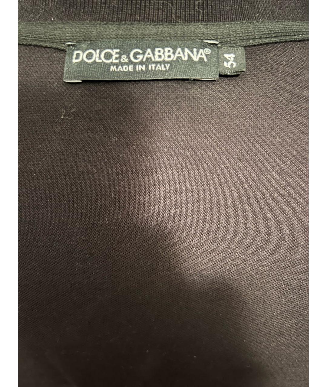 DOLCE&GABBANA Черное хлопковое поло с коротким рукавом, фото 3