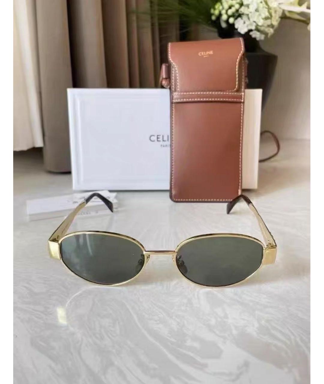 CELINE Золотые металлические солнцезащитные очки, фото 3