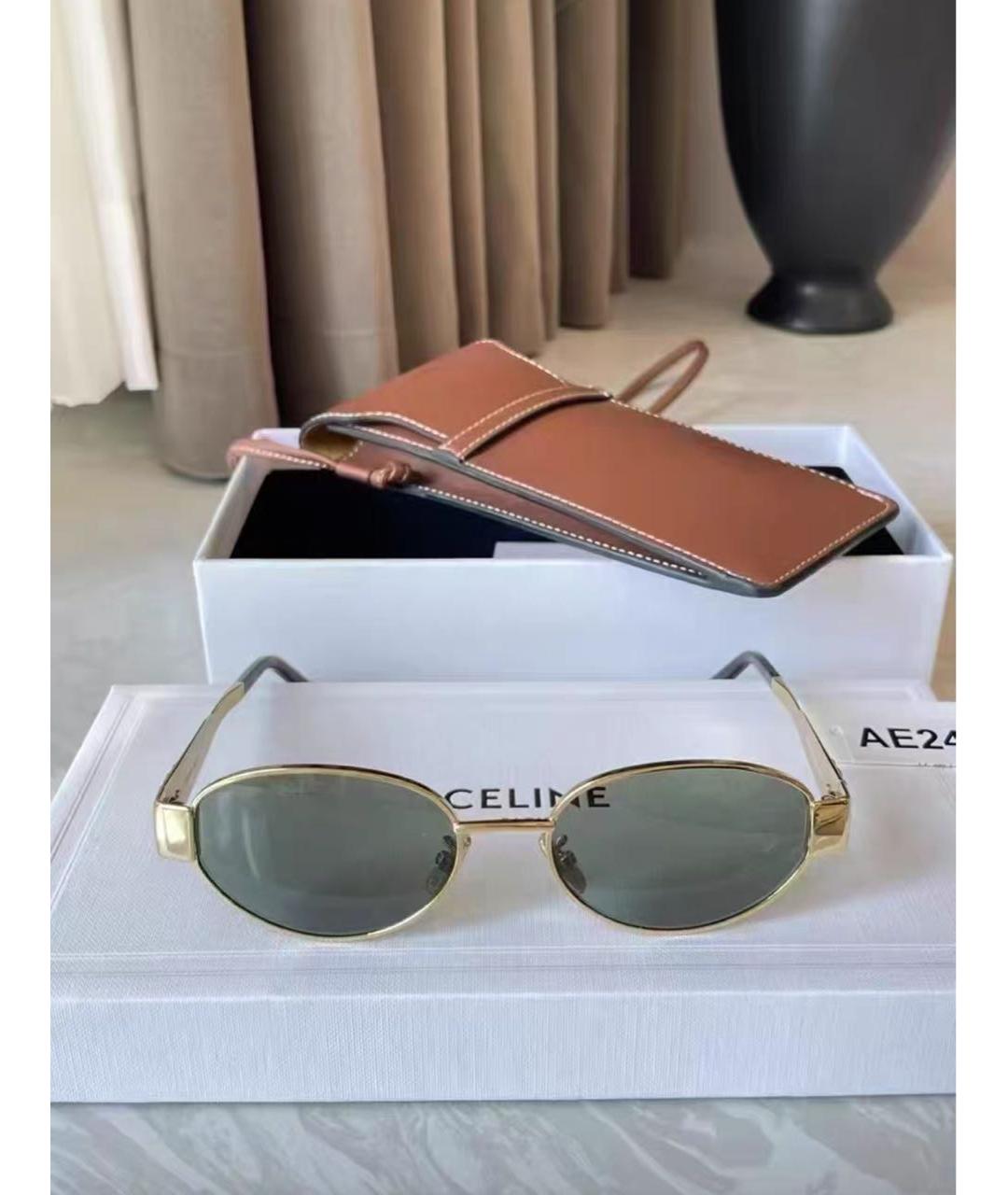 CELINE Золотые металлические солнцезащитные очки, фото 2