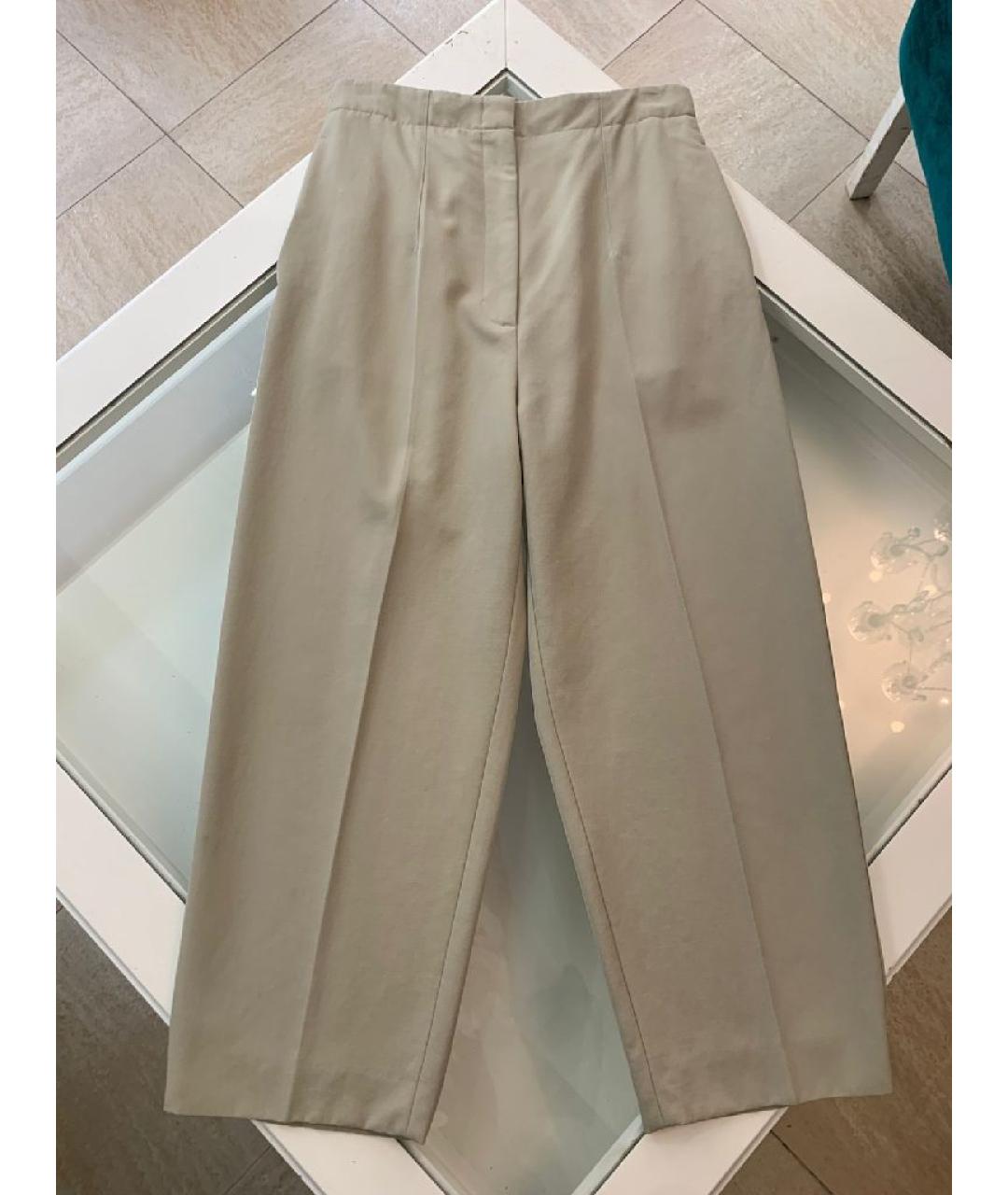 CELINE Бежевые шерстяные прямые брюки, фото 10