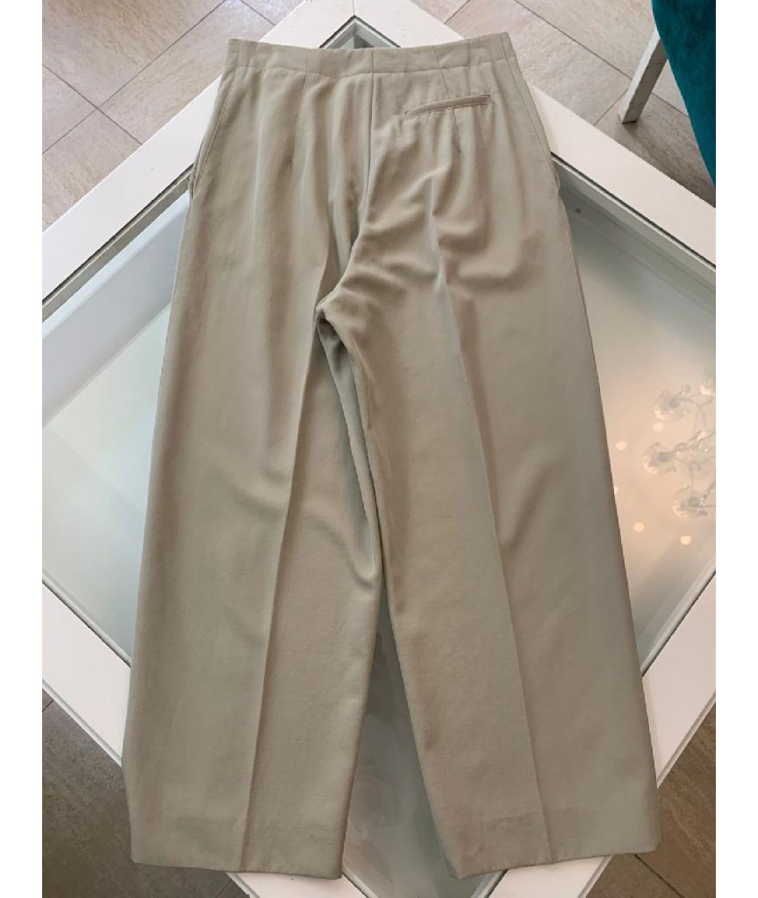 CELINE Бежевые шерстяные прямые брюки, фото 2