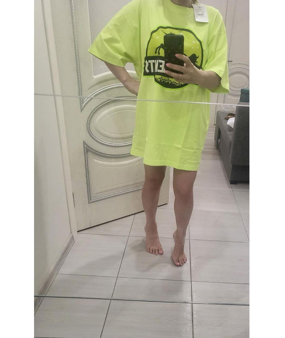 VETEMENTS Салатовая хлопко-эластановая футболка, фото 6