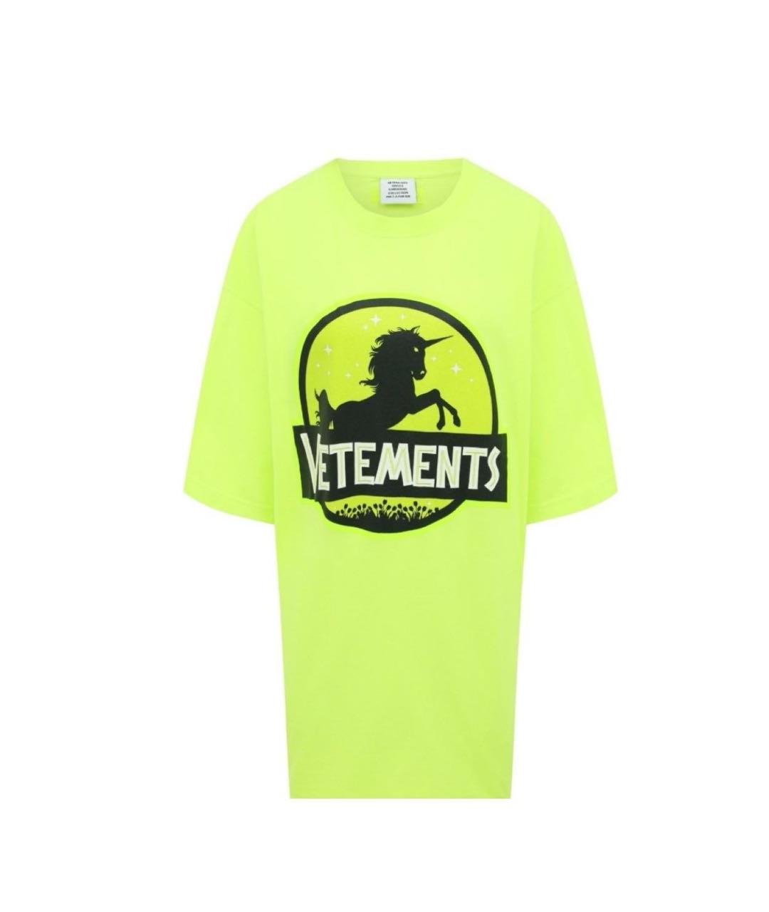 VETEMENTS Салатовая хлопко-эластановая футболка, фото 1