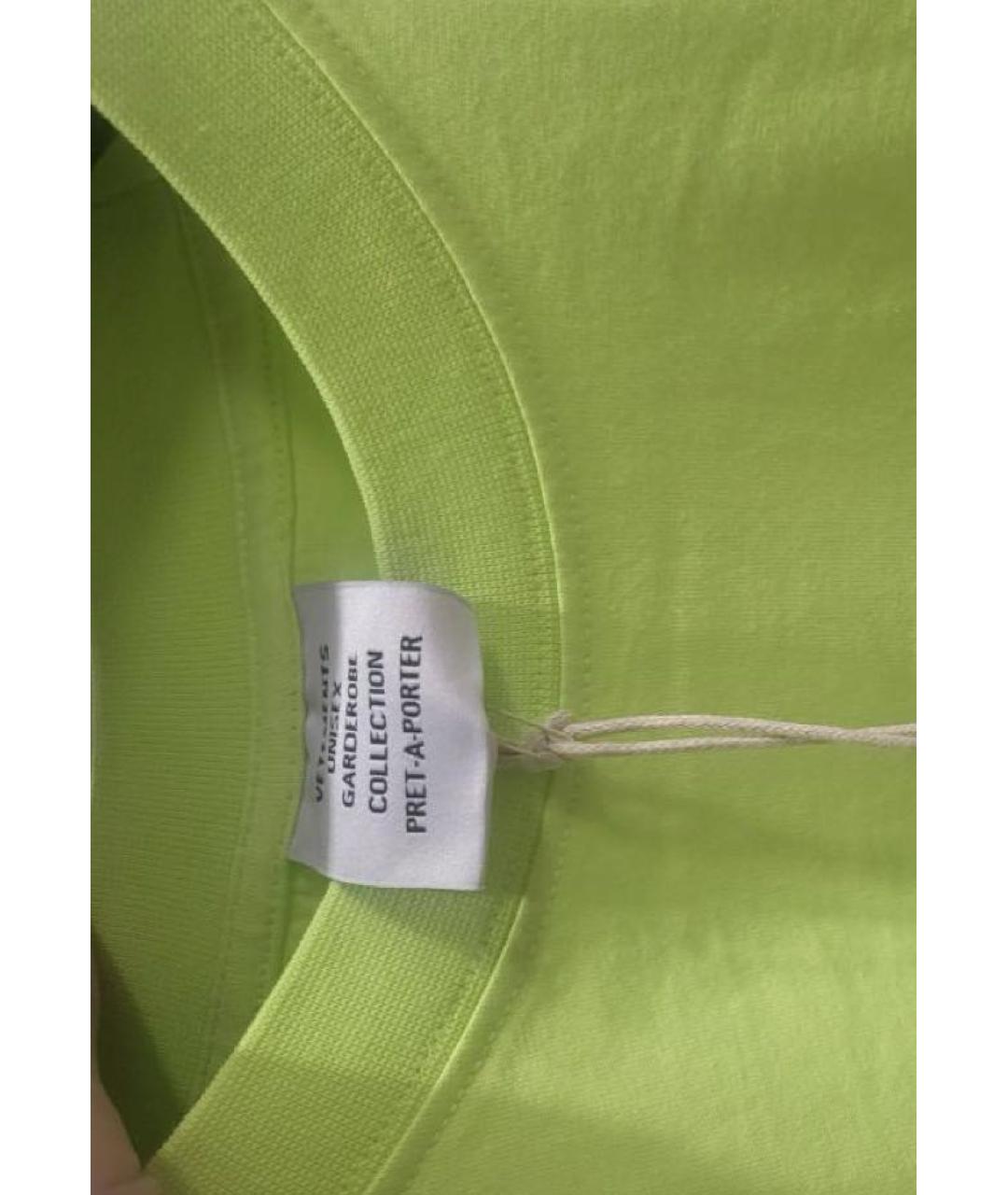 VETEMENTS Салатовая хлопко-эластановая футболка, фото 4