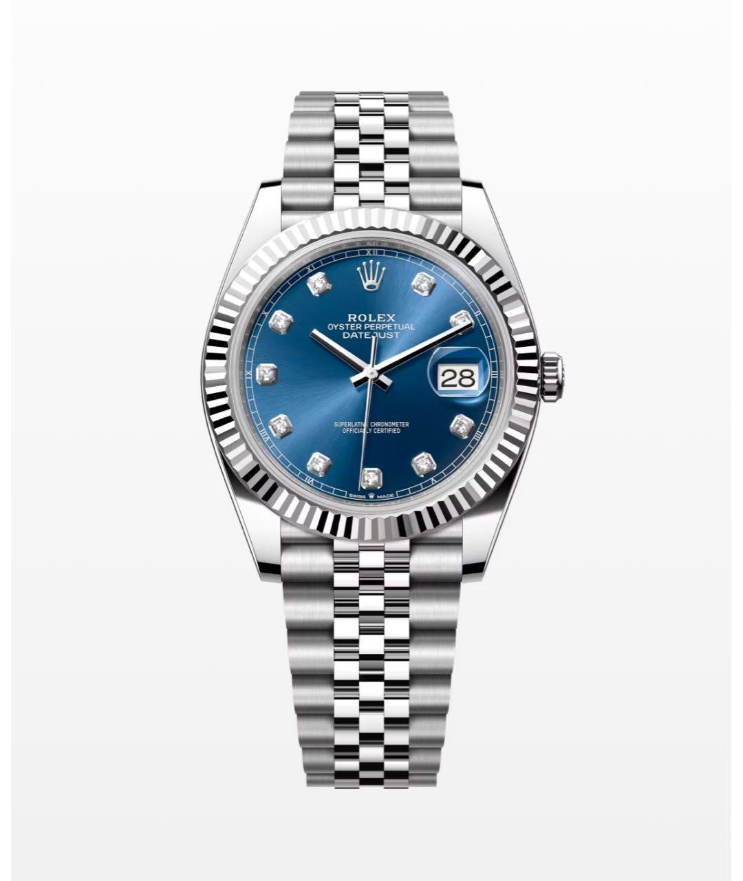 ROLEX Темно-синие часы из белого золота, фото 3