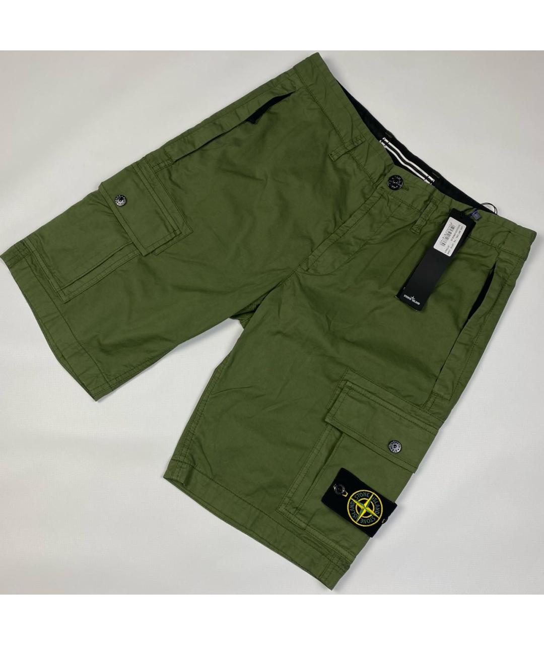 STONE ISLAND Зеленые хлопковые шорты, фото 2