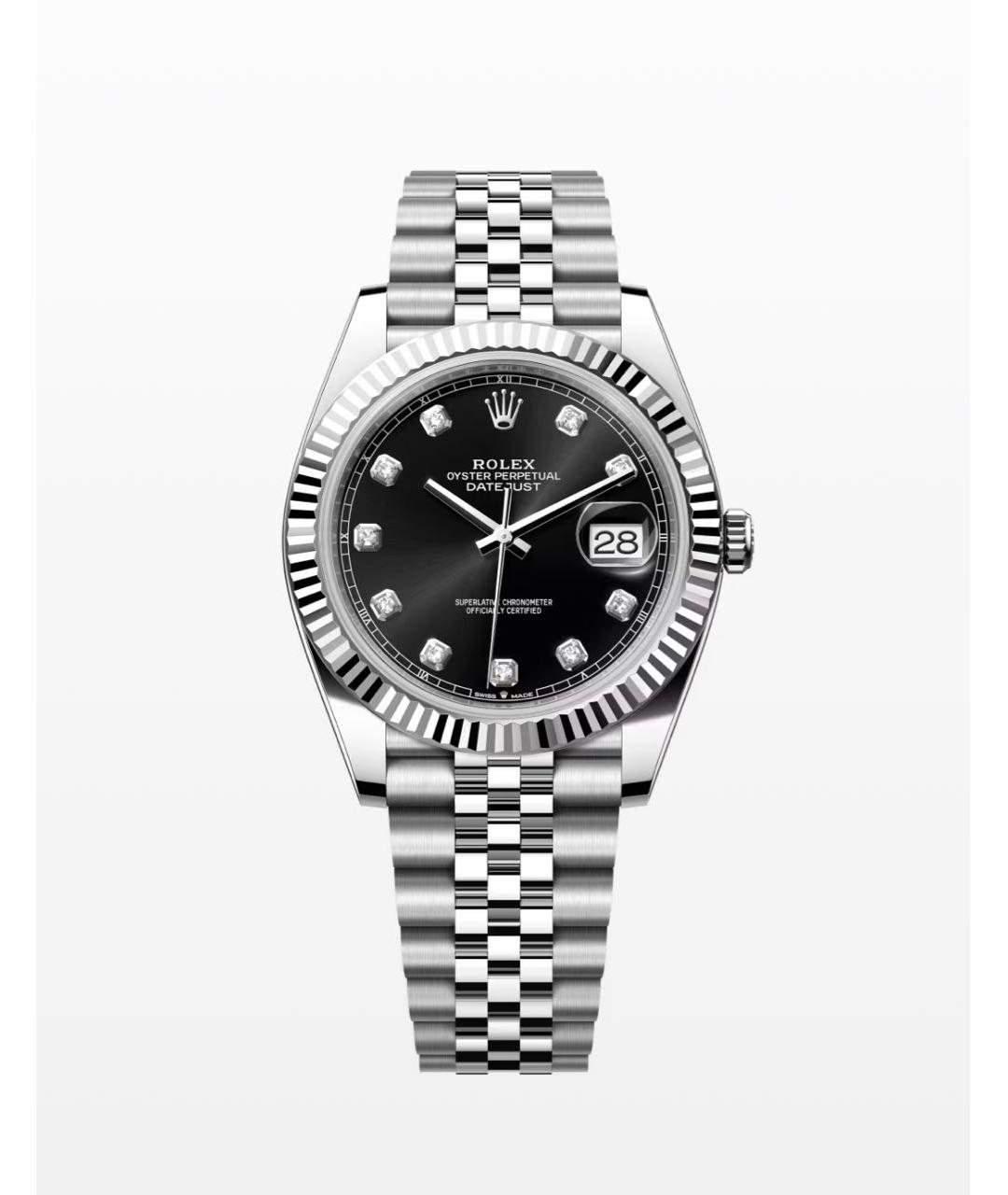 ROLEX Черные часы из белого золота, фото 3