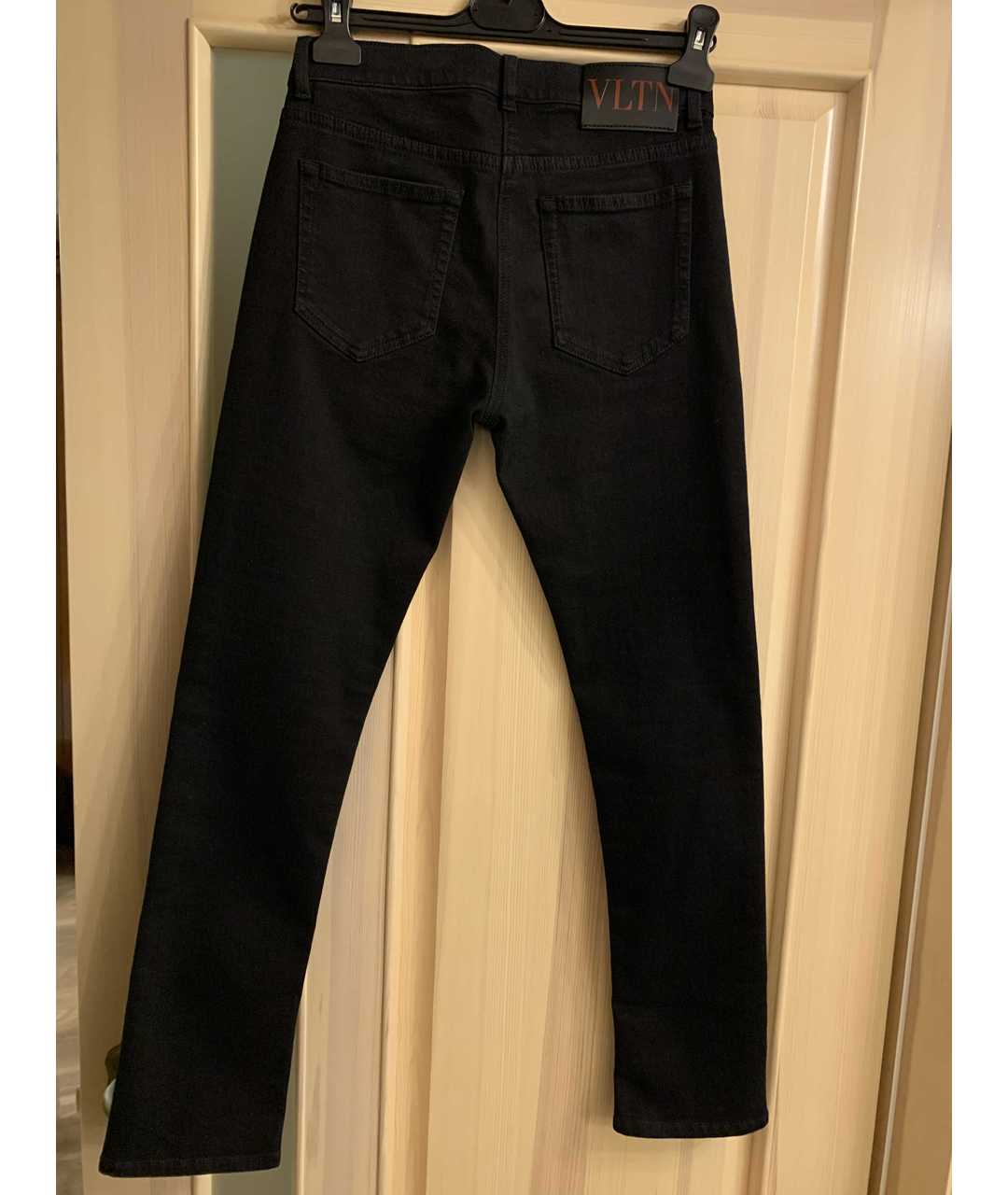 VALENTINO Черные хлопко-эластановые прямые джинсы, фото 2
