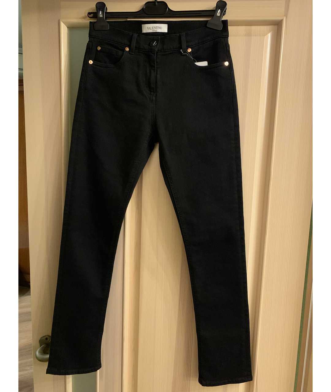VALENTINO Черные хлопко-эластановые прямые джинсы, фото 9
