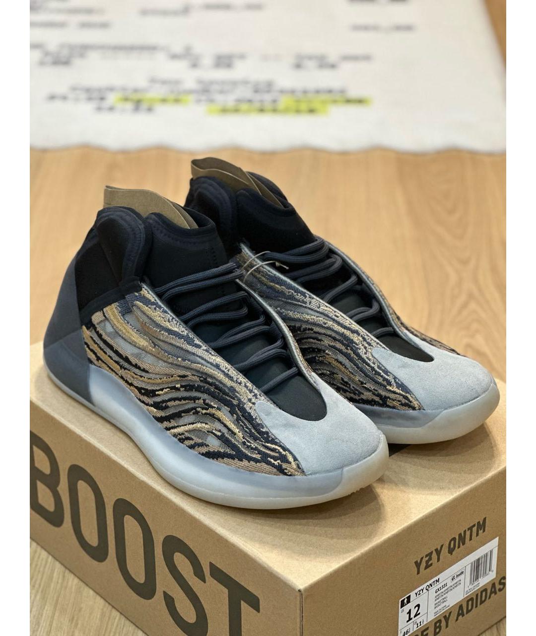 ADIDAS YEEZY Бежевые текстильные высокие кроссовки / кеды, фото 3
