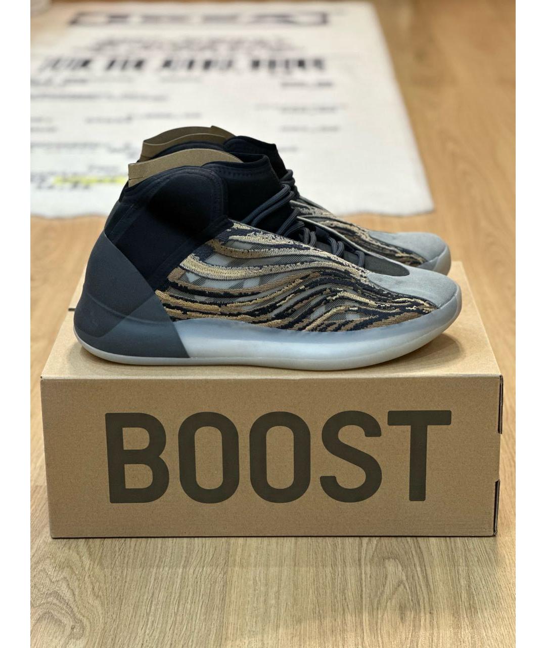 ADIDAS YEEZY Бежевые текстильные высокие кроссовки / кеды, фото 7