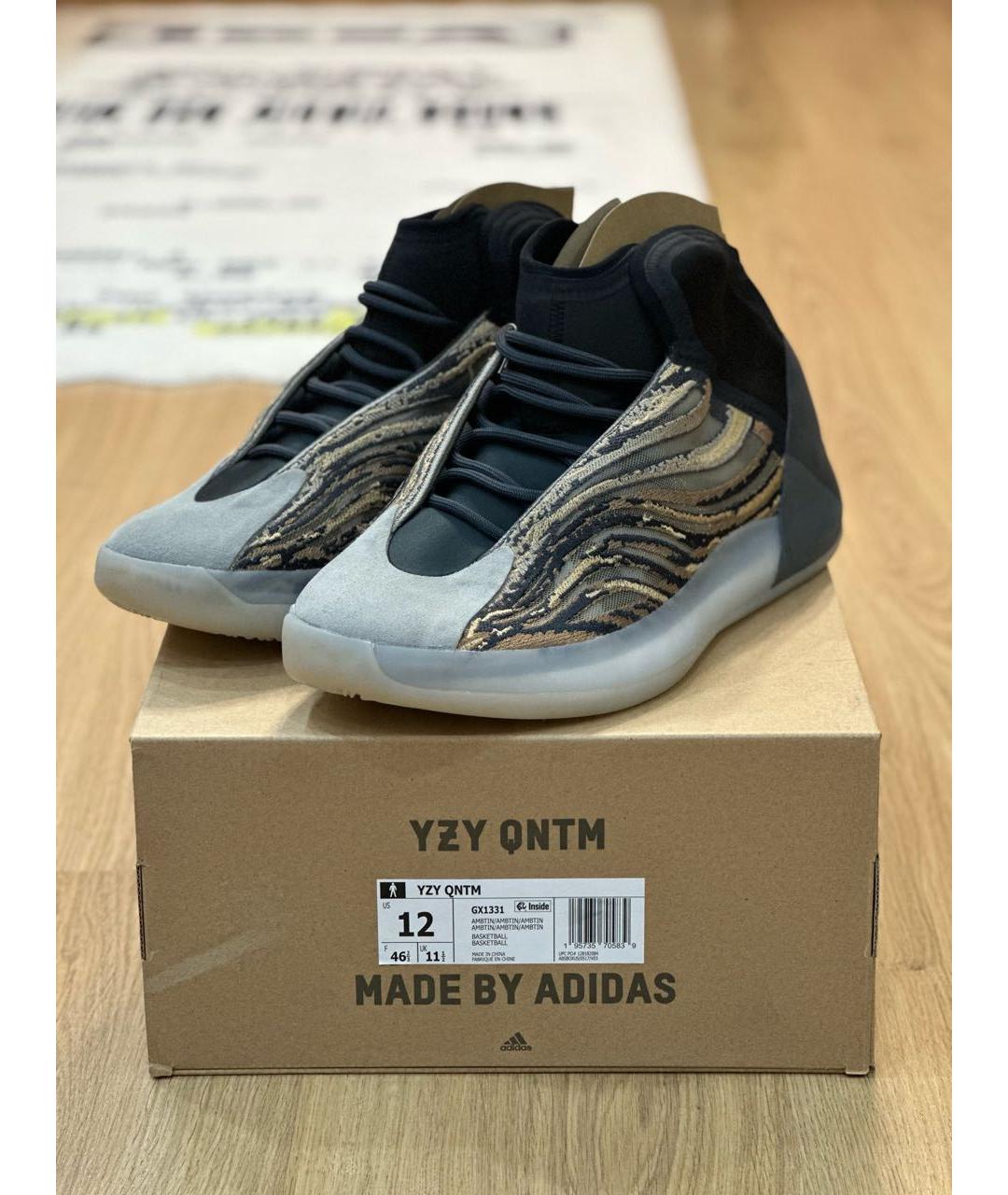 ADIDAS YEEZY Бежевые текстильные высокие кроссовки / кеды, фото 2