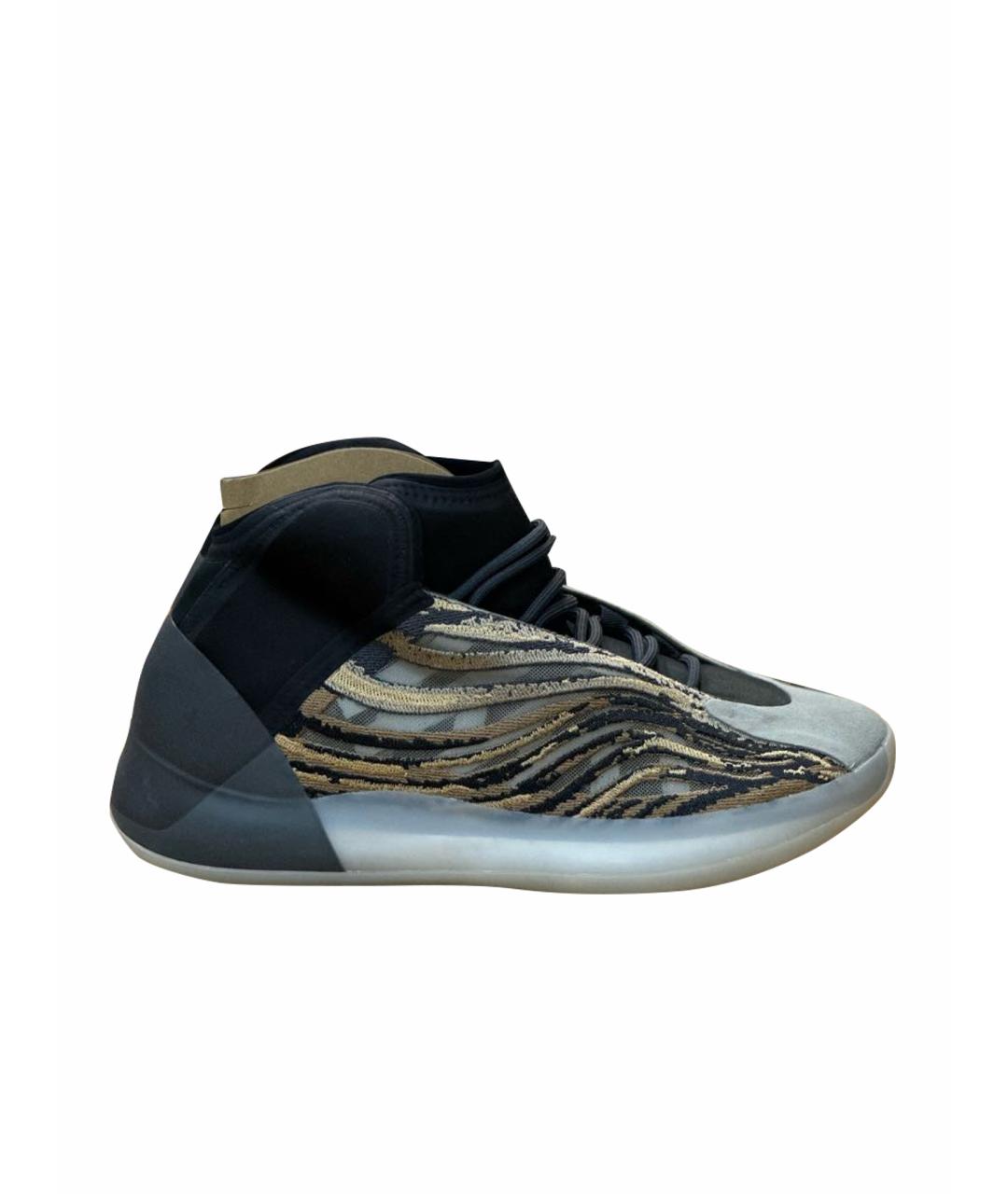 ADIDAS YEEZY Бежевые текстильные высокие кроссовки / кеды, фото 1