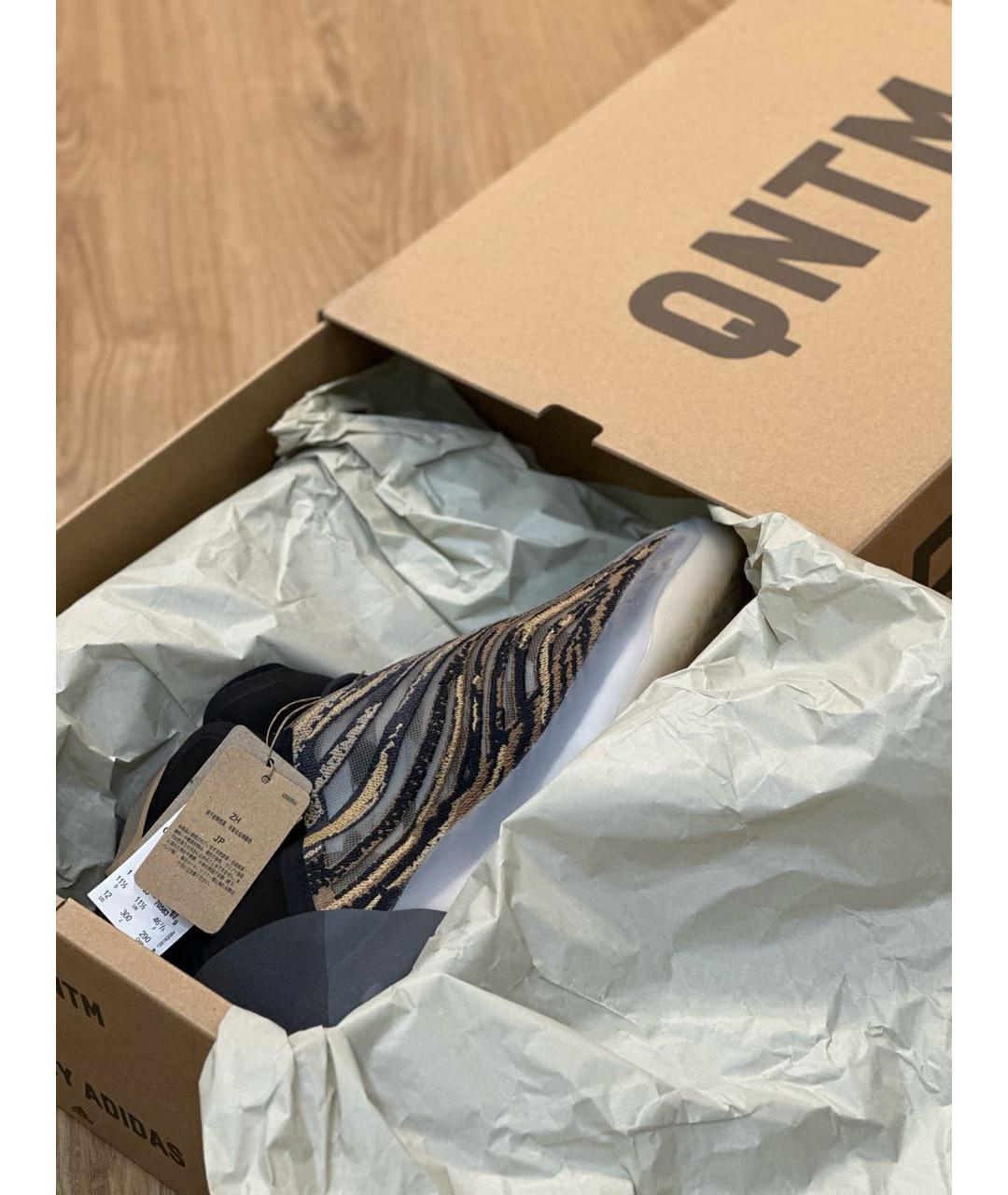 ADIDAS YEEZY Бежевые текстильные высокие кроссовки / кеды, фото 5