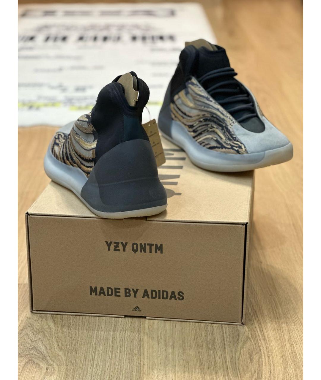 ADIDAS YEEZY Бежевые текстильные высокие кроссовки / кеды, фото 4