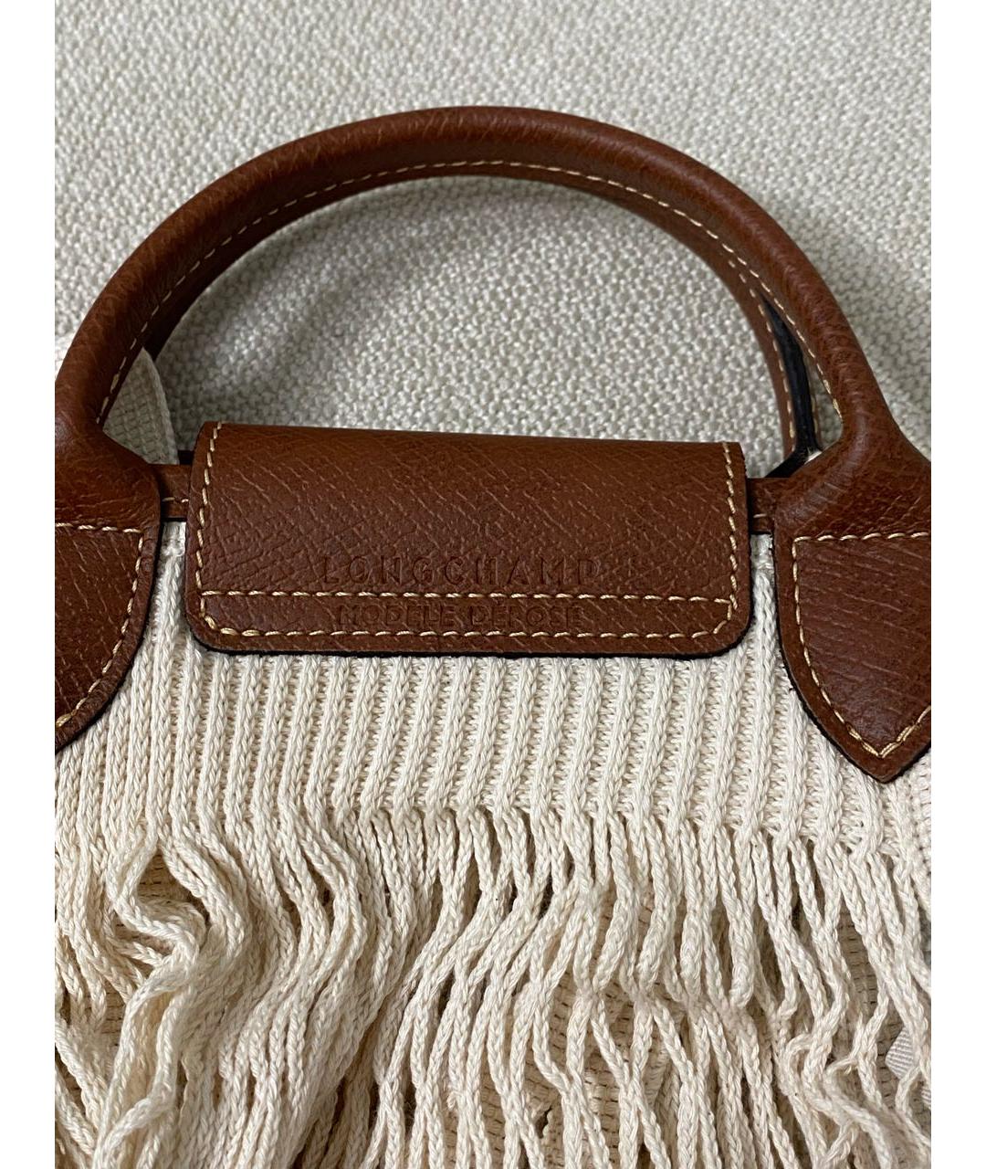 LONGCHAMP Бежевая хлопковая пляжная сумка, фото 7