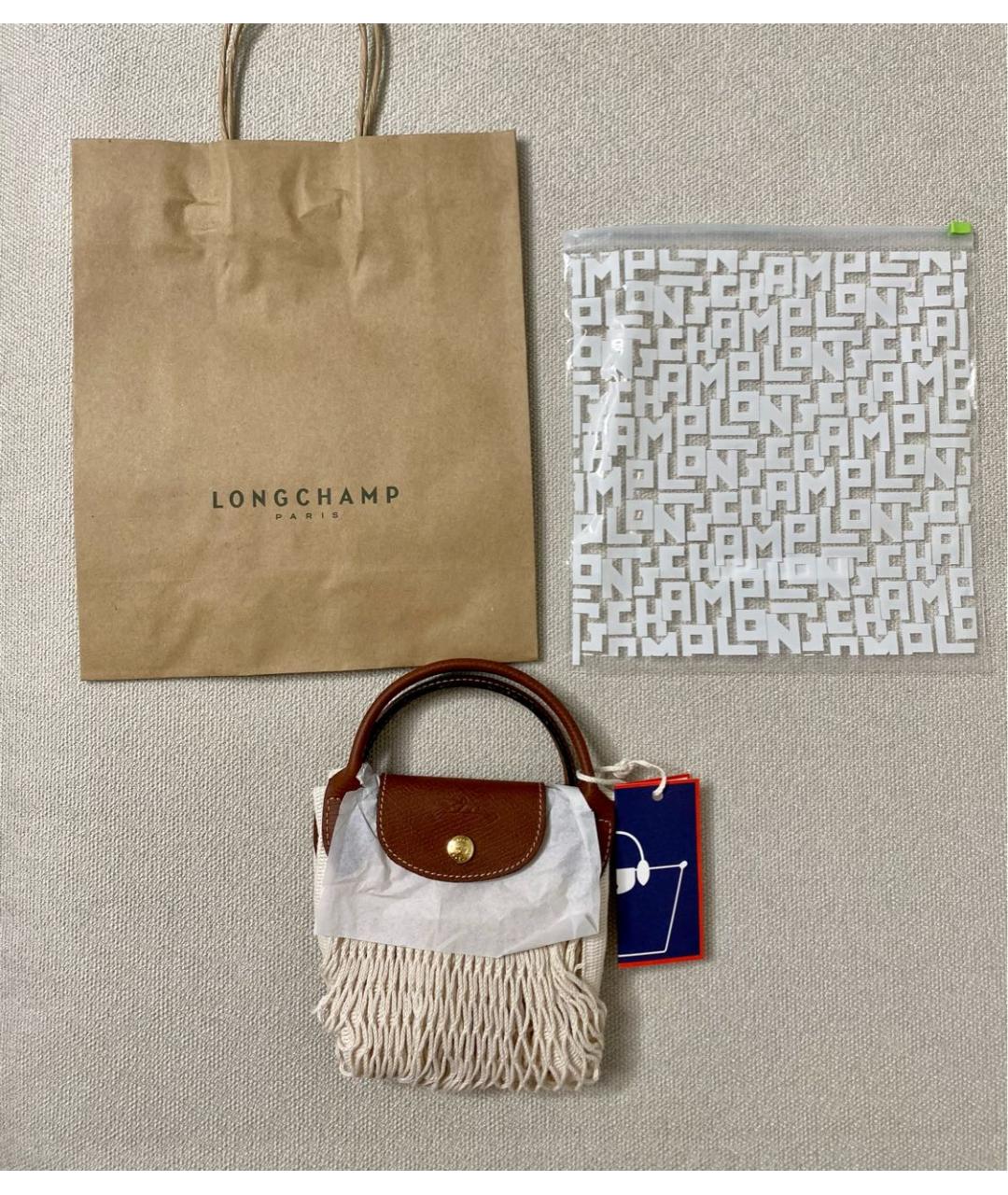 LONGCHAMP Бежевая хлопковая пляжная сумка, фото 8