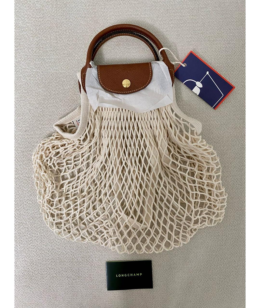 LONGCHAMP Бежевая хлопковая пляжная сумка, фото 4