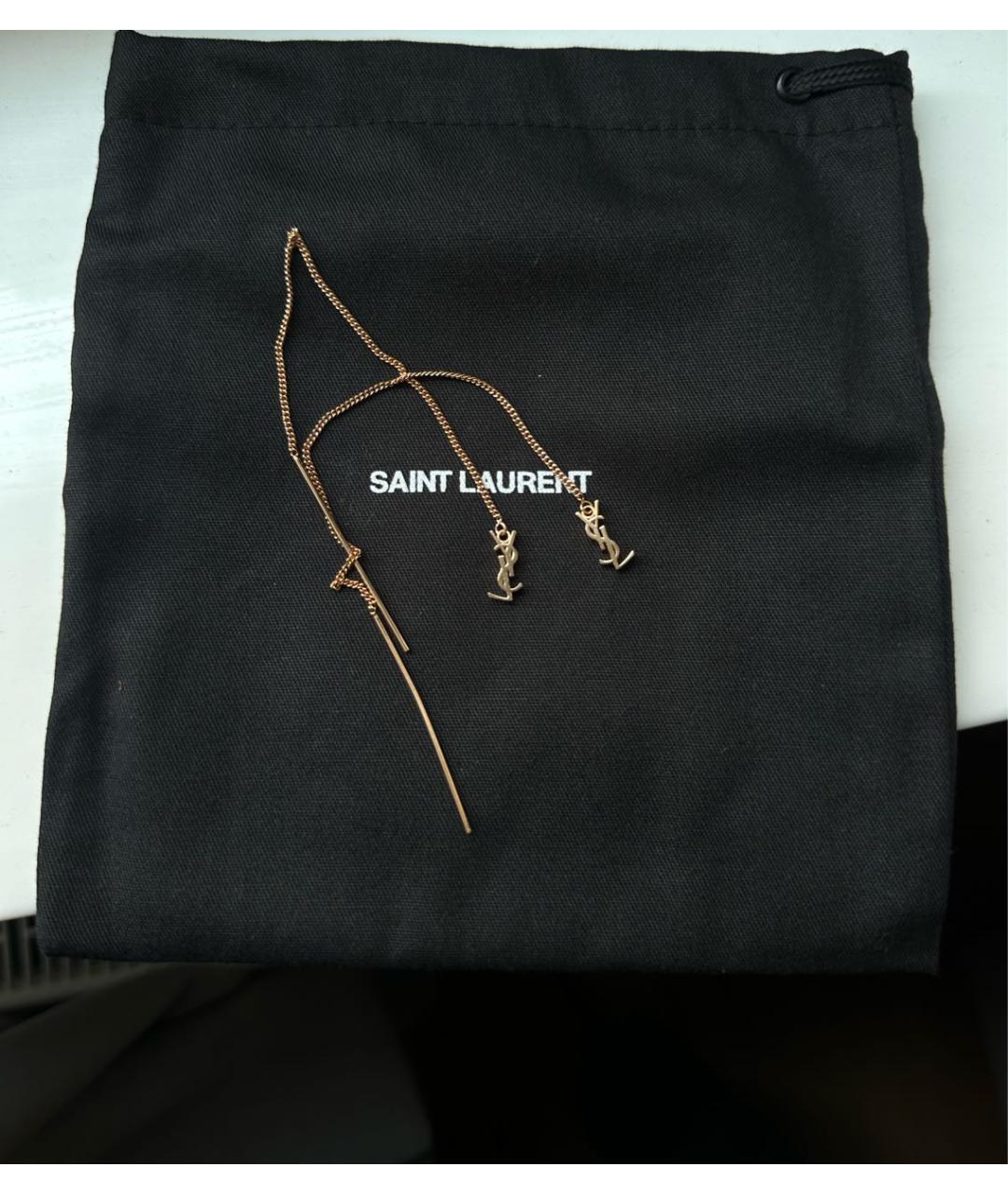 SAINT LAURENT Золотые латунные серьги, фото 2