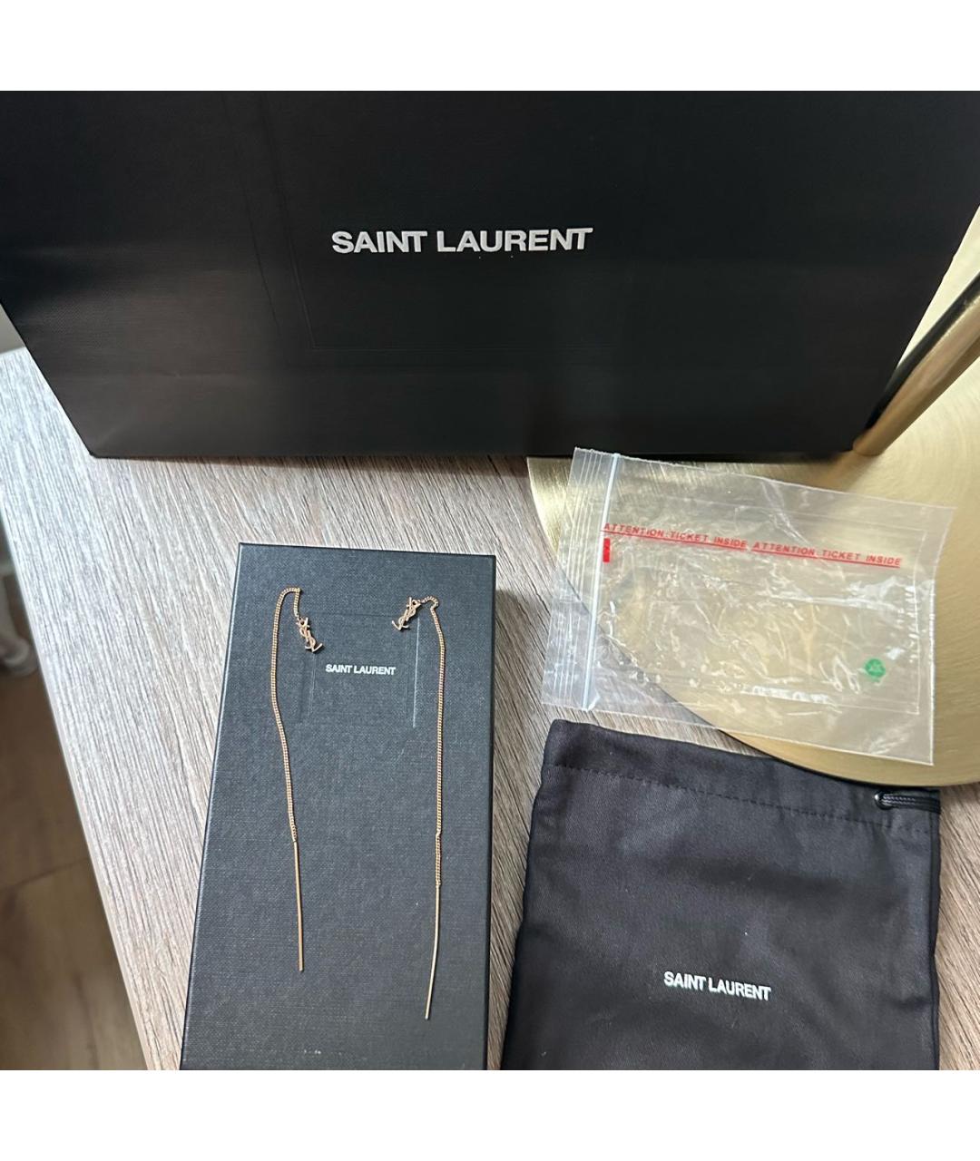 SAINT LAURENT Золотые латунные серьги, фото 5