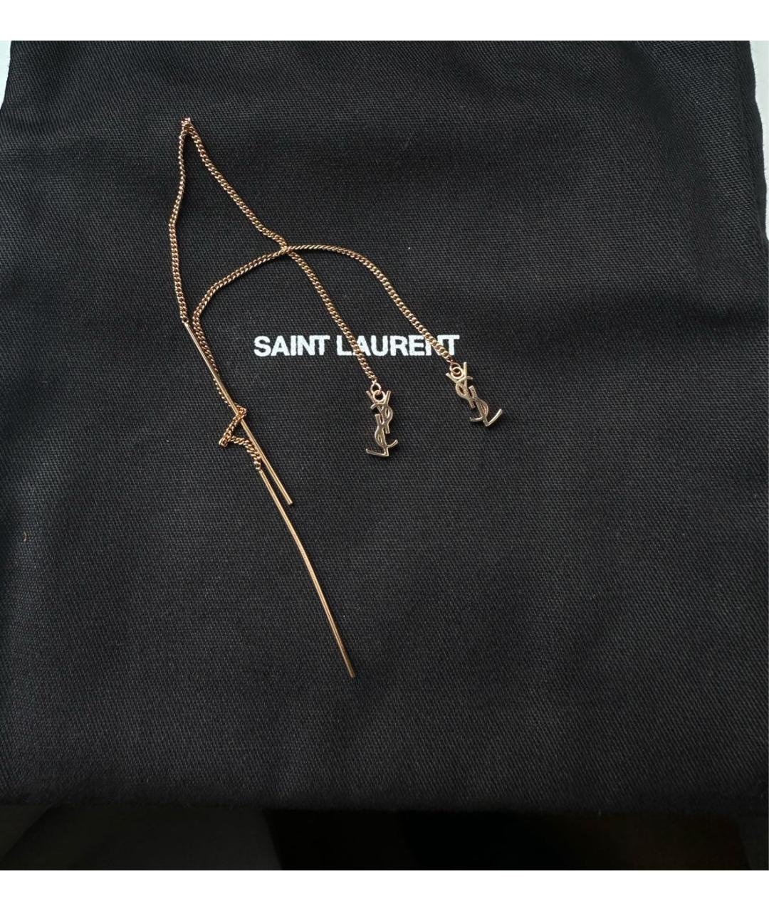SAINT LAURENT Золотые латунные серьги, фото 4