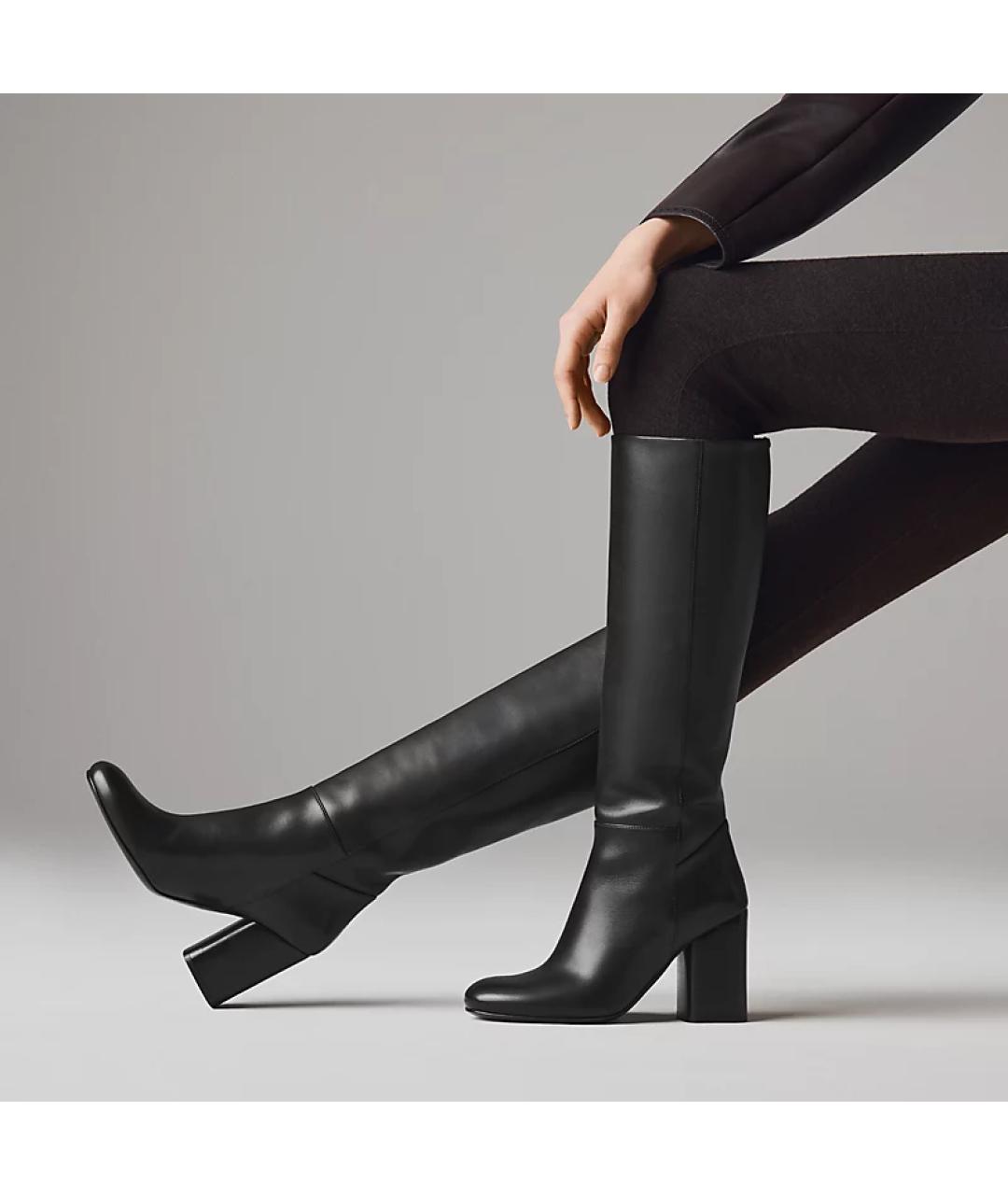 HERMES Черные кожаные сапоги, фото 5