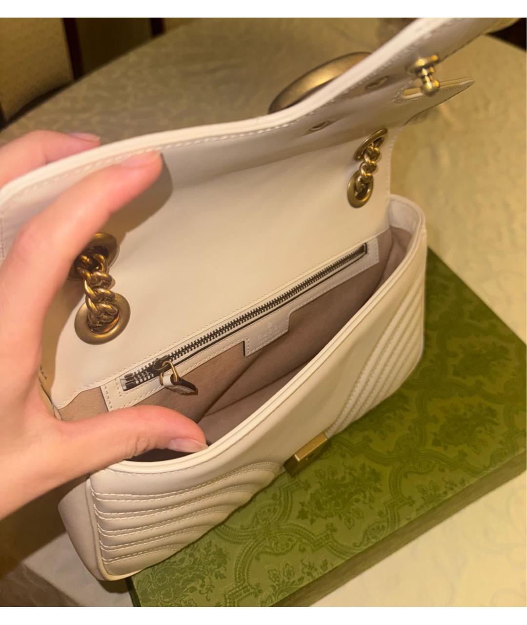 GUCCI Бежевая кожаная сумка через плечо, фото 4