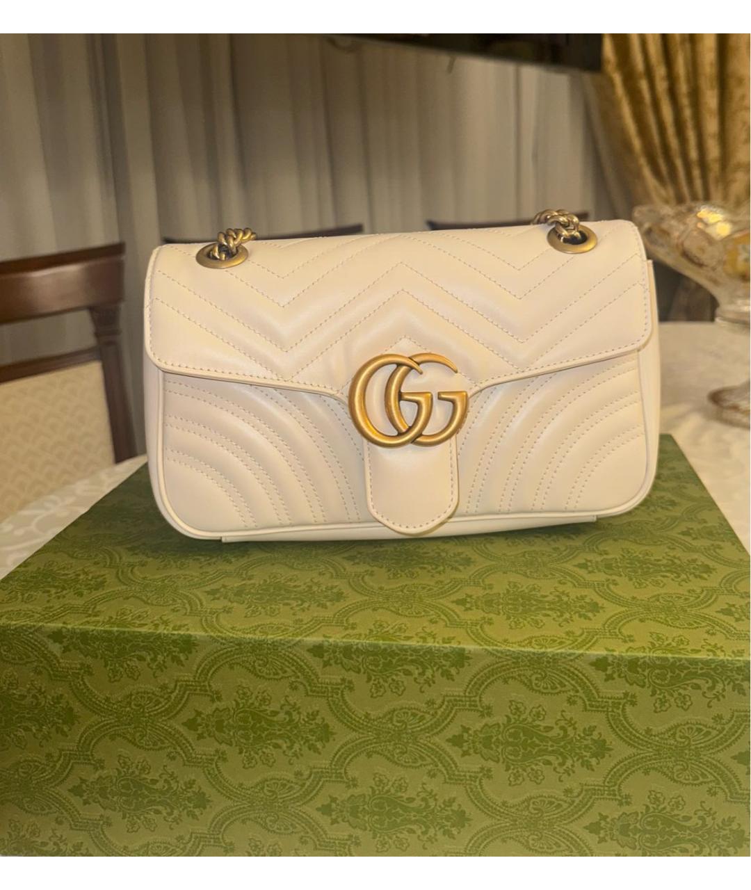 GUCCI Бежевая кожаная сумка через плечо, фото 6