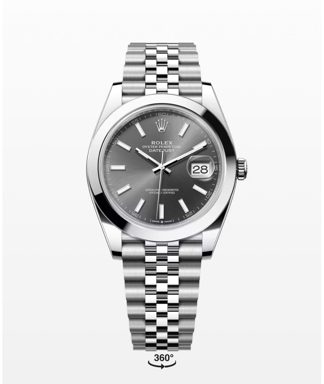 ROLEX Антрацитовые металлические часы, фото 3