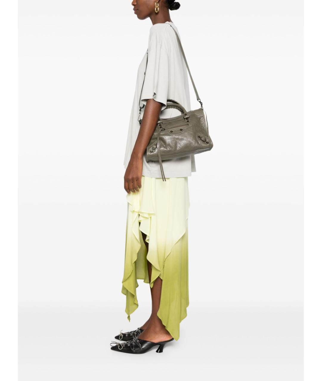 BALENCIAGA Зеленая кожаная сумка тоут, фото 5