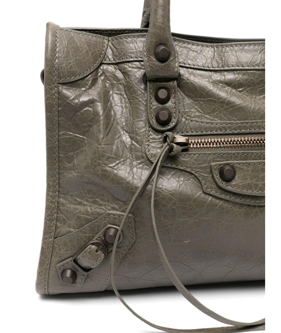 BALENCIAGA Зеленая кожаная сумка тоут, фото 4