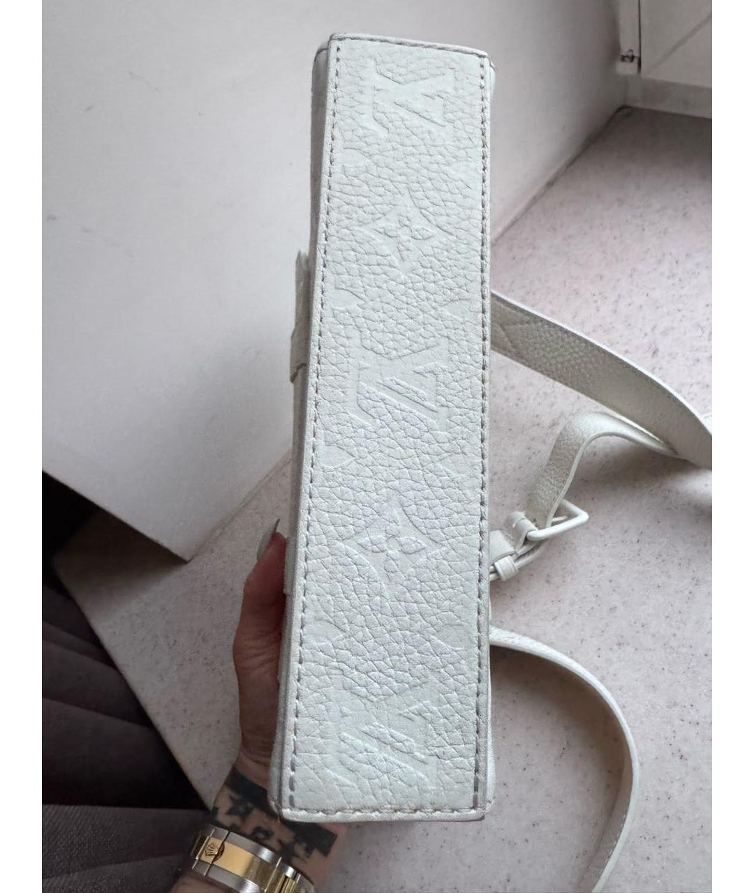 LOUIS VUITTON Белая кожаная сумка с короткими ручками, фото 5