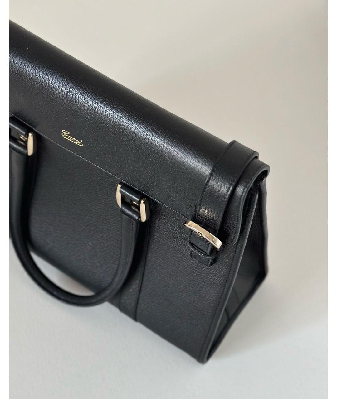 GUCCI Черная кожаная сумка с короткими ручками, фото 5