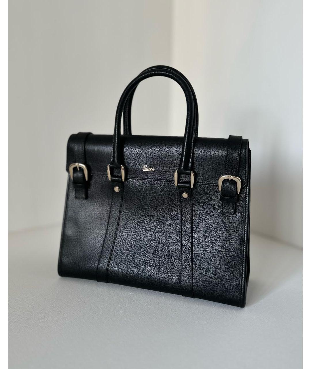 GUCCI Черная кожаная сумка с короткими ручками, фото 8