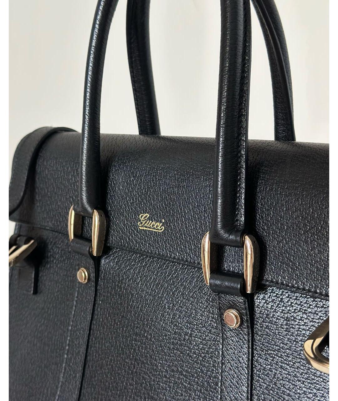 GUCCI Черная кожаная сумка с короткими ручками, фото 6