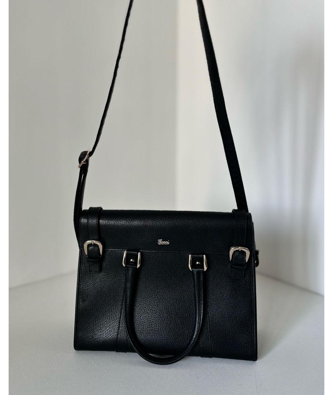 GUCCI Черная кожаная сумка с короткими ручками, фото 4