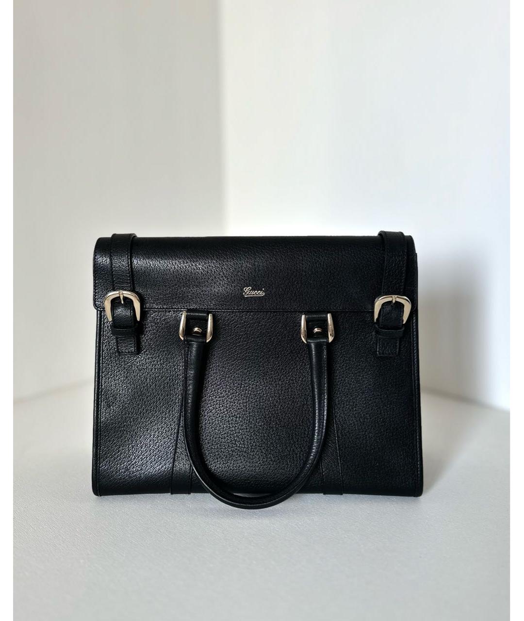 GUCCI Черная кожаная сумка с короткими ручками, фото 9