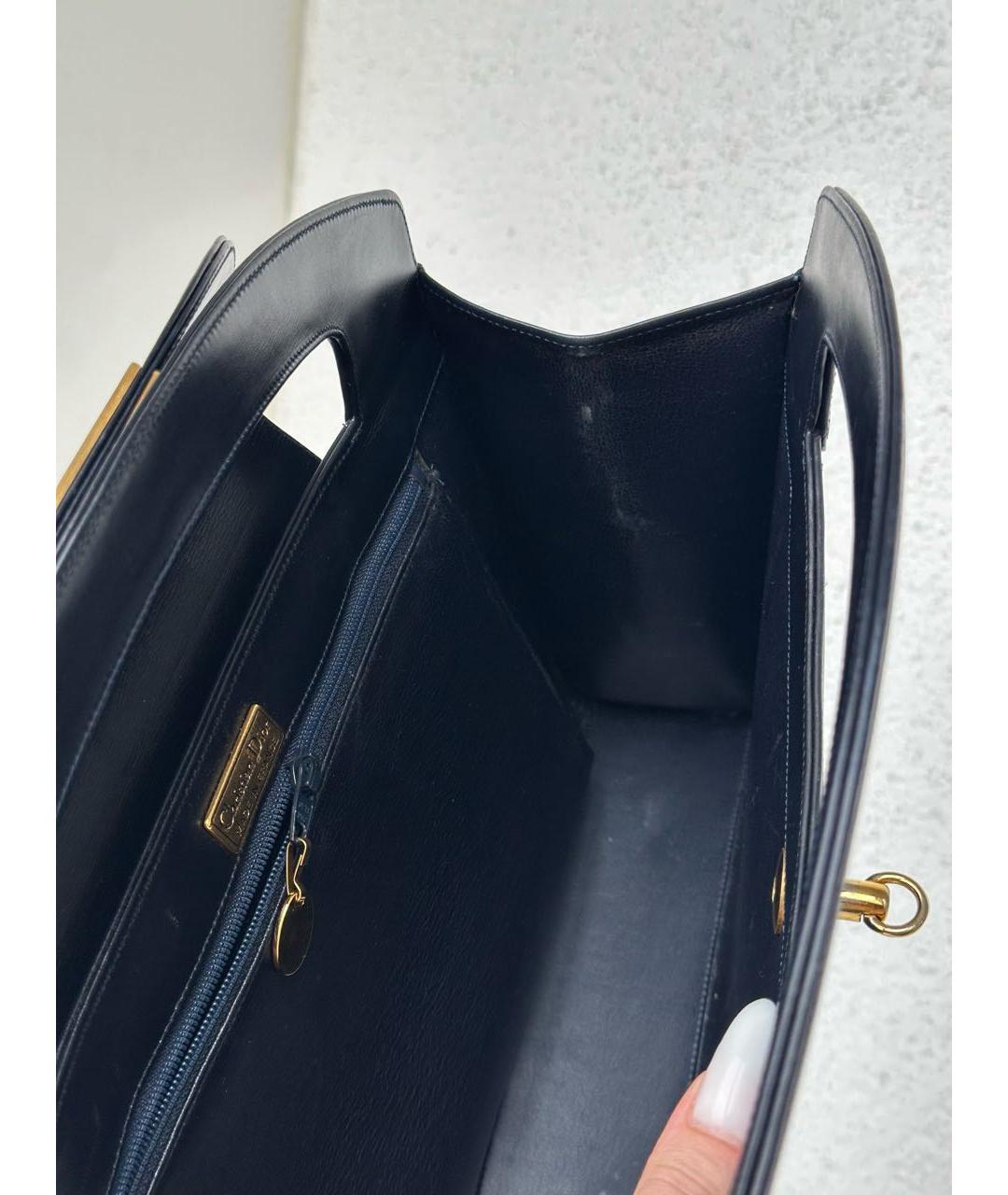 CHRISTIAN DIOR Черная кожаная сумка с короткими ручками, фото 5