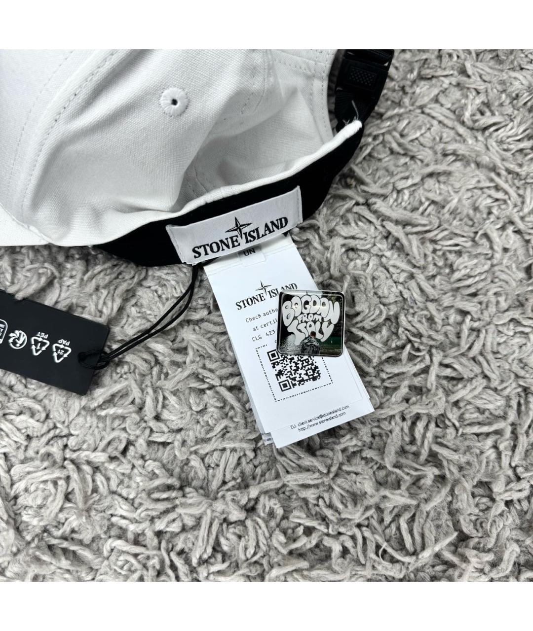 STONE ISLAND Белая хлопковая кепка/бейсболка, фото 3