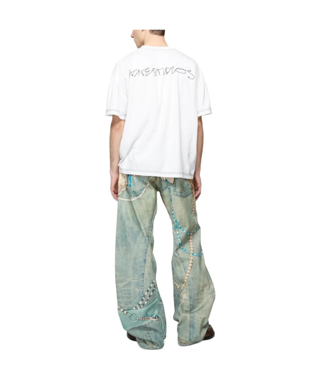 ACNE STUDIOS Голубые хлопковые прямые джинсы, фото 4