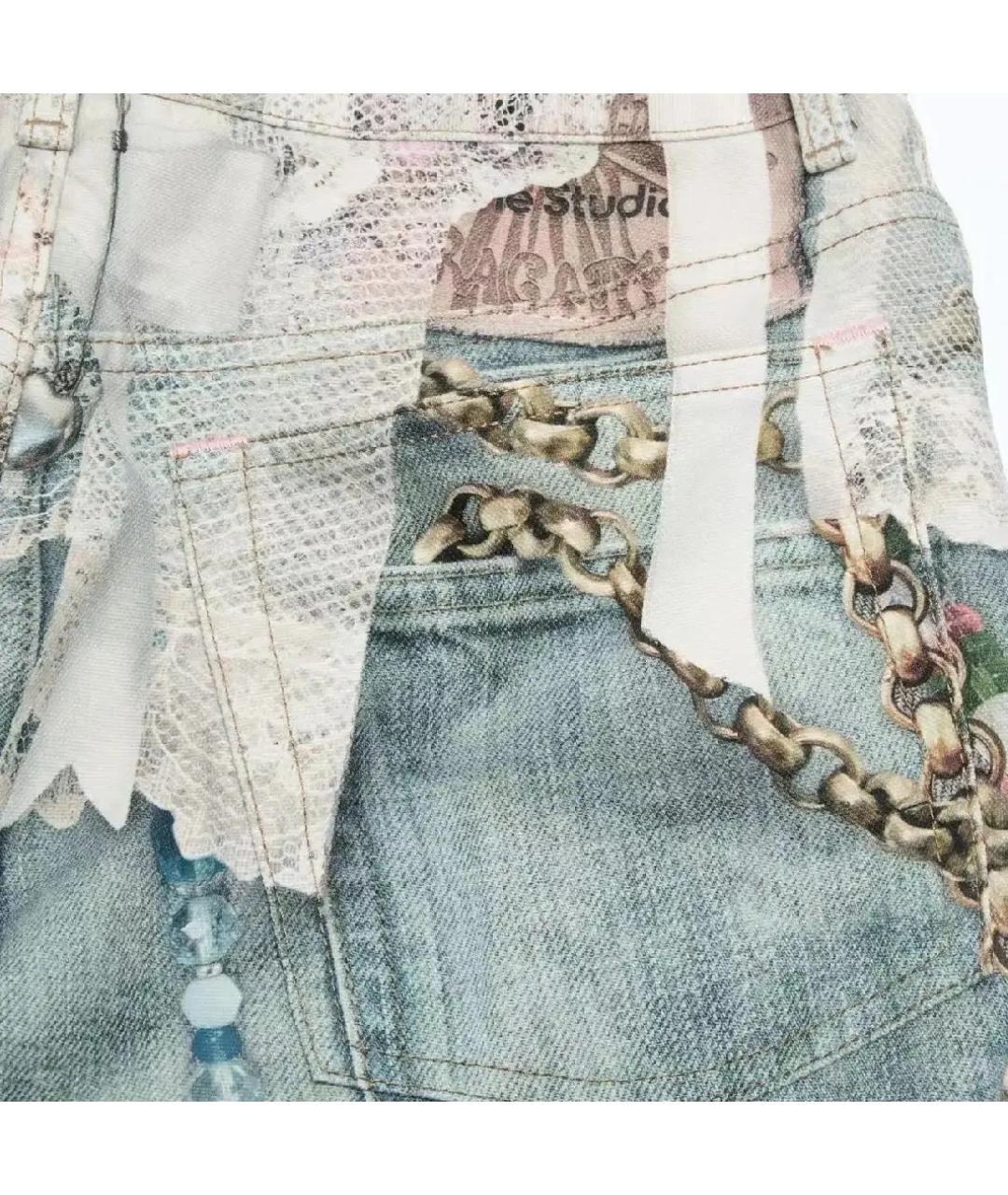 ACNE STUDIOS Голубые хлопковые прямые джинсы, фото 2